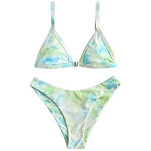 Women's Straps Textured Ribbed Bikini Set